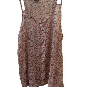 Fire Los Angeles Shirt Womens Large Babydoll Pink Racer Back Sleeveless Floral